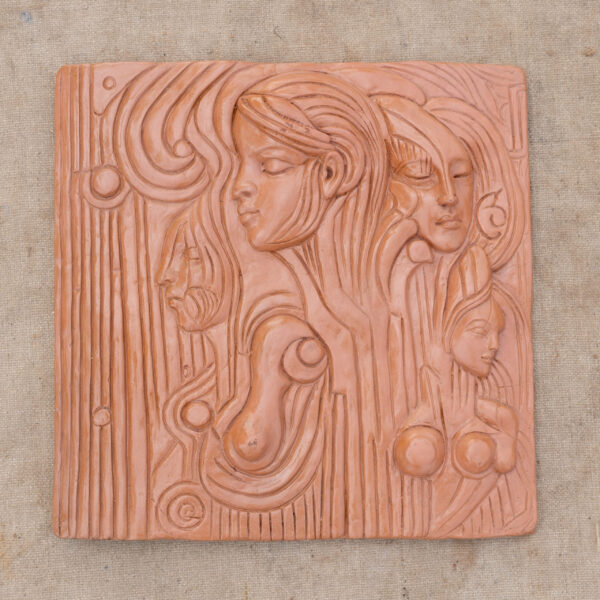Abstract Faces Terracotta Wall Art