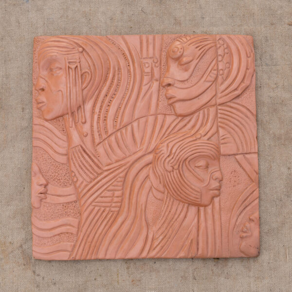 Handcrafted Terracotta Abstract Faces Wall Art