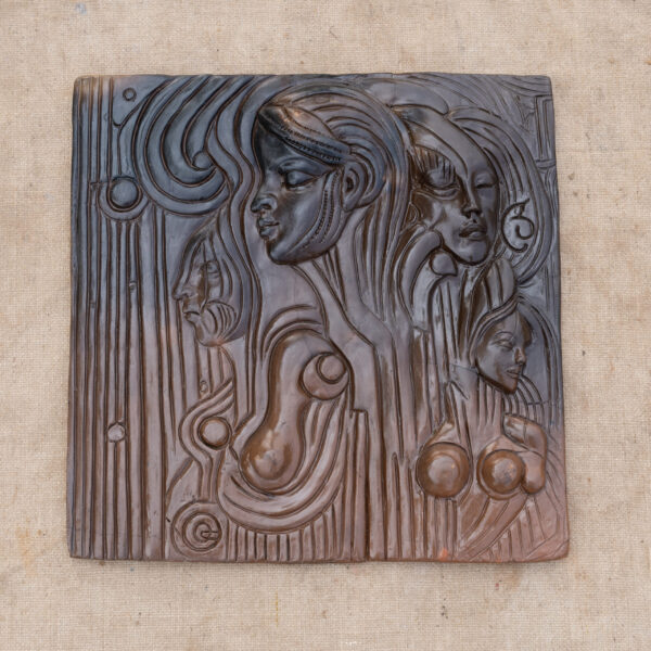 Abstract Faces Terracotta Wall Art