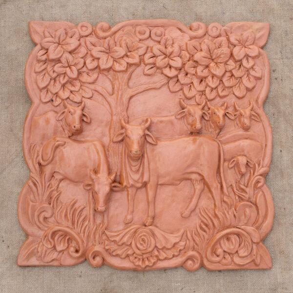 Handcrafted Terracotta Cow & Nature Wall Art