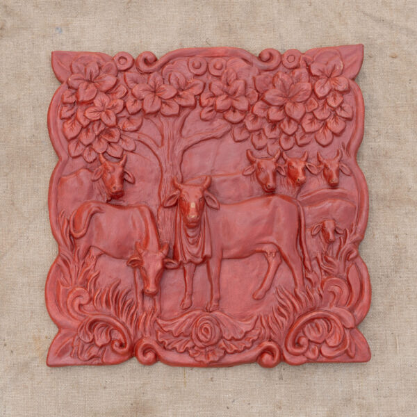 Handcrafted Terracotta Cow & Nature Wall Art